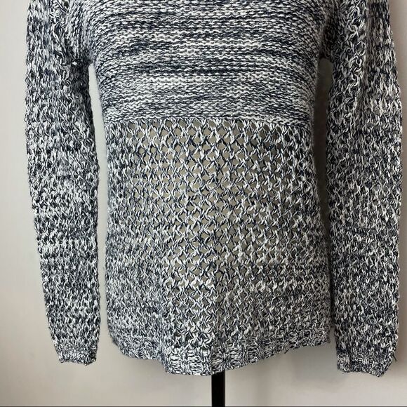 Blue & White Glitter Loose Knitted Pullover Crew Neck Long Sleeve Sweater size S - Picture 9 of 12